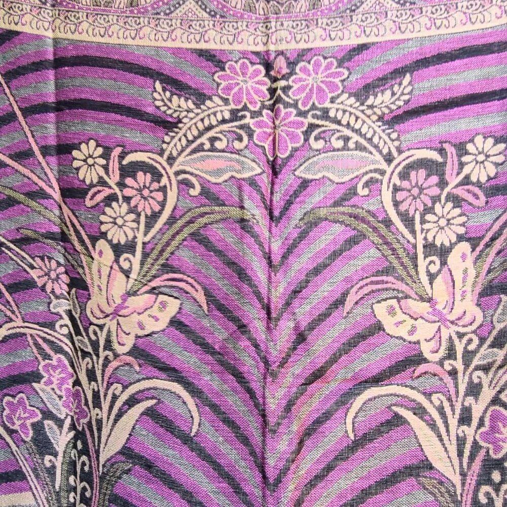 New Pashmina Brown Gold Mauve Floral Pashmina New - Picture 4 of 12